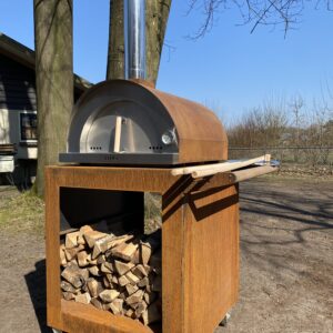 BEEK Corten 70 classico pizza oven inclusief onderstel 80x80x100cm en 3 delige set tools