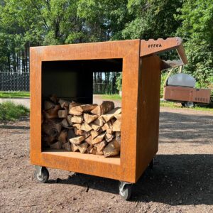 Cortenstaal onderstel incl. speciale pizzascheppen houder afmeting 80x80cm hoogte 100cm (zonder pizzaoven!